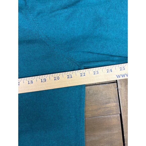 L.L.Bean Mens Half-Zip Sweater M Tall Teal Cotton & Cashmere Blend - Picture 5 of 6
